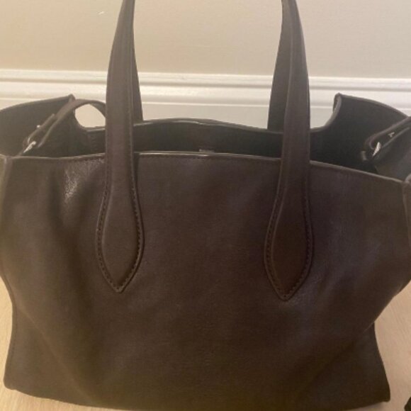 Massimo Dutti Dark Brown Leather Tote - Picture 2 of 4